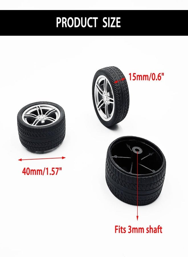 URIMPAVIDO 10PCS Toy Car Wheels 40mm Rubber Tire Wheels with Metal Shaft for RC Car Truck DIY Model Toy Wheel Replacement Accessories (3X40mm) - Image 4